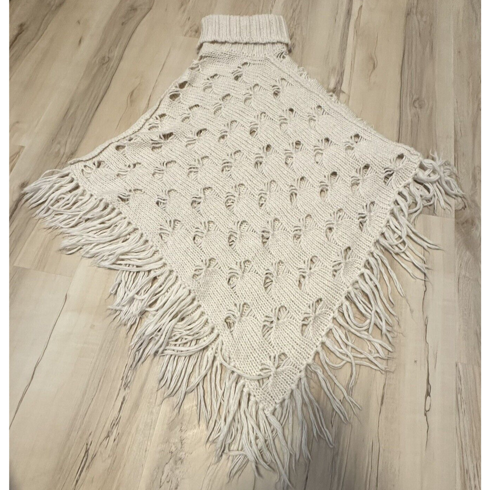French Connection Ivory Alpaca Wool Poncho
